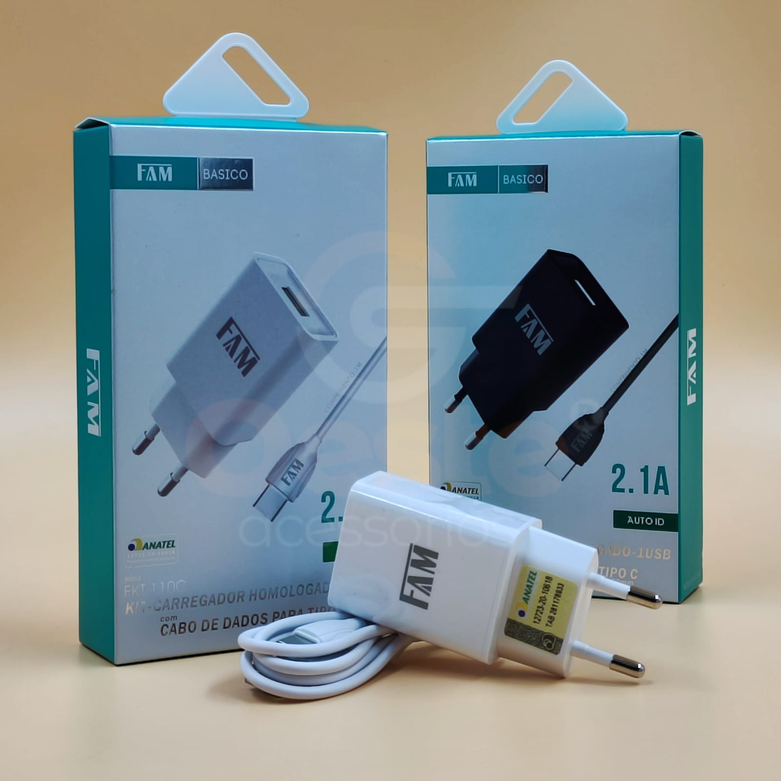 KIT CARREGADOR + CABO TIPO-C 1 USB FAM FKT-110C