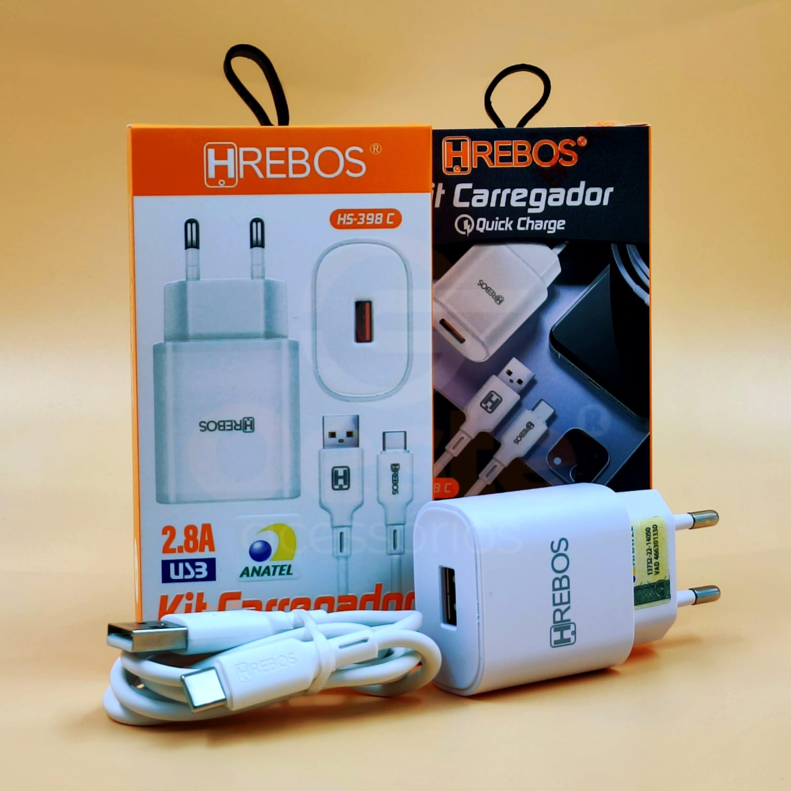 KIT CARREGADOR TIPO-C H'REBOS HS-398C